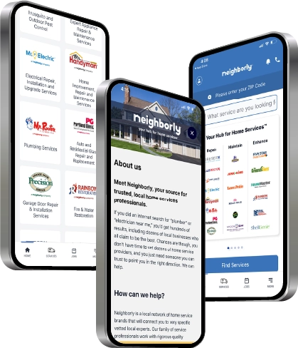 Neighborly App offers and coupons displayed on smartphone screen.