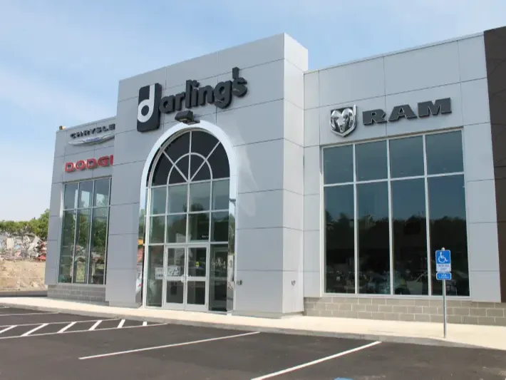 Exterior of Darling's Auto Dealership building.