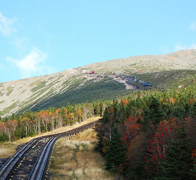Train Tracks Going Through The Mountains.